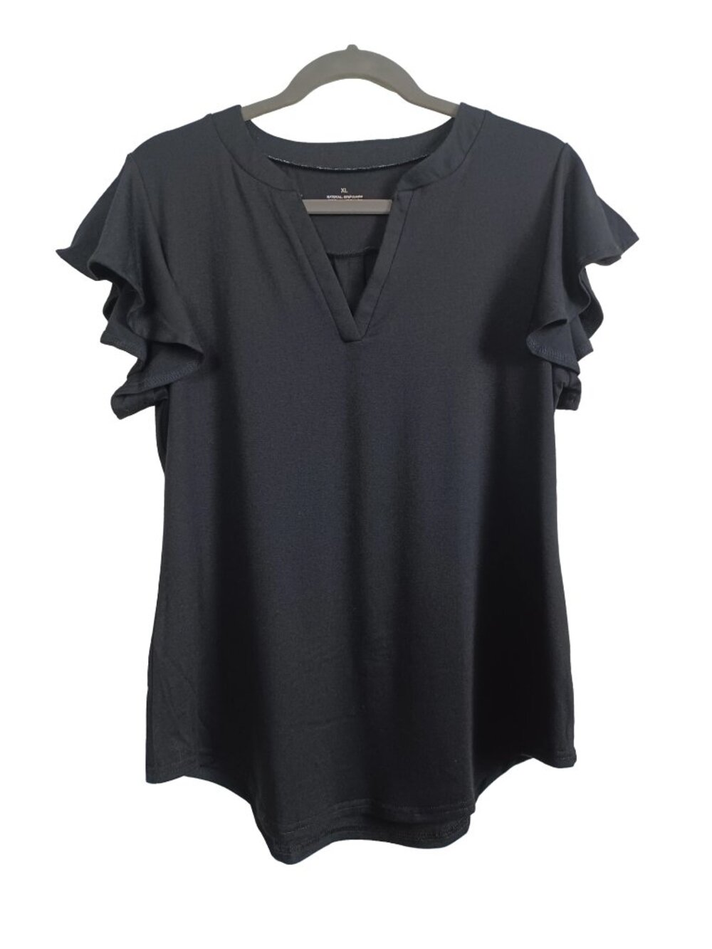 V-Neck Flutter Cap Sleeve Top